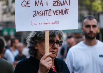 Fotolajm/ Pankarta e gjyshes që rrëqethi protestën dje