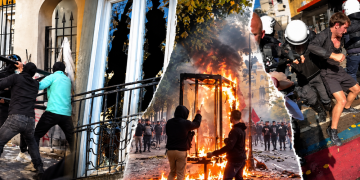 Tre orë përplasje para Ministrisë së Arsimit, studentët vijojnë protestën, policia përdor gaz lotsjellës dhe ujë me presion